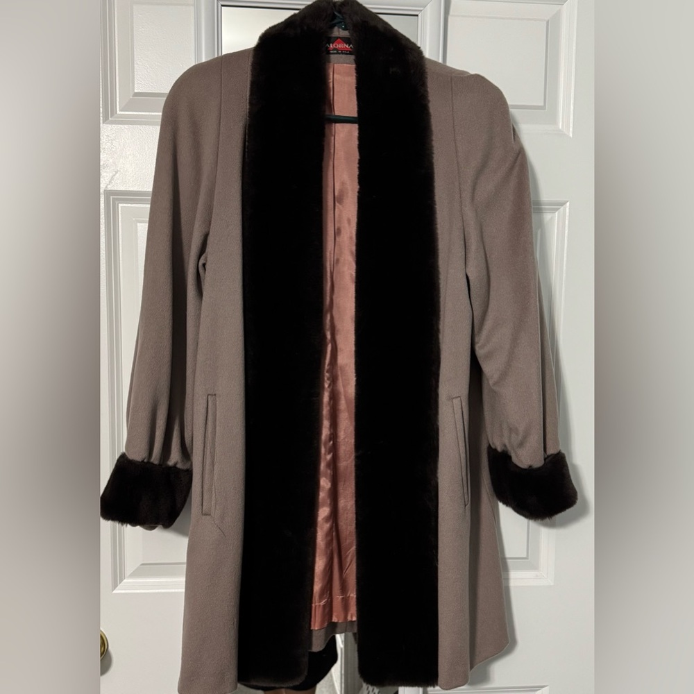 VTG Wool Alorna Brown Mink Faux Fur Jacket Coat